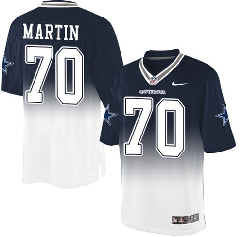 Nike Cowboys #70 Zack Martin Navy Blue/White Men's Stitched NFL Elite Fadeaway Fashion Jersey