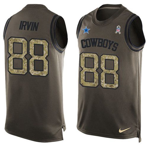 Nike Cowboys #88 Michael Irvin Green Men's Stitched NFL Limited Salute To Service Tank Top Jersey - Click Image to Close