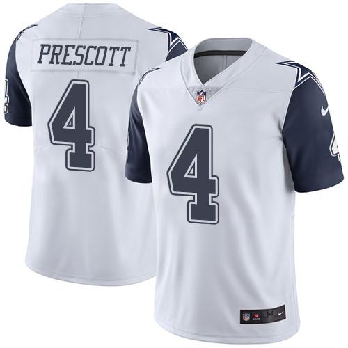 Nike Cowboys #4 Dak Prescott White Men's Stitched NFL Limited Rush Jersey - Click Image to Close