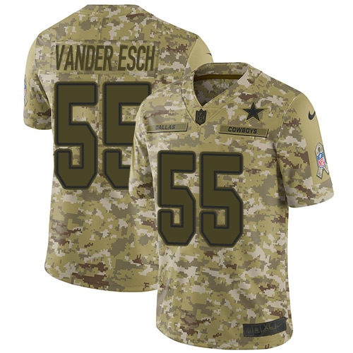 Nike Cowboys #55 Leighton Vander Esch Camo Men's Stitched NFL Limited 2018 Salute To Service Jersey - Click Image to Close