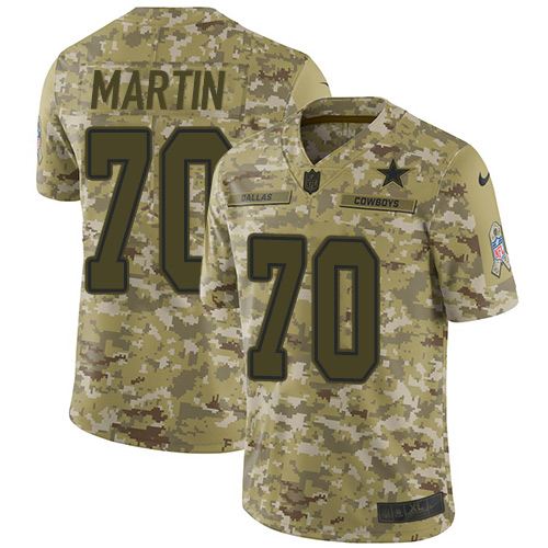 Nike Cowboys #70 Zack Martin Camo Men's Stitched NFL Limited 2018 Salute To Service Jersey - Click Image to Close