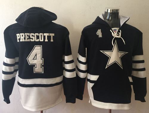 Nike Cowboys #4 Dak Prescott Navy Blue/White Name & Number Pullover NFL Hoodie