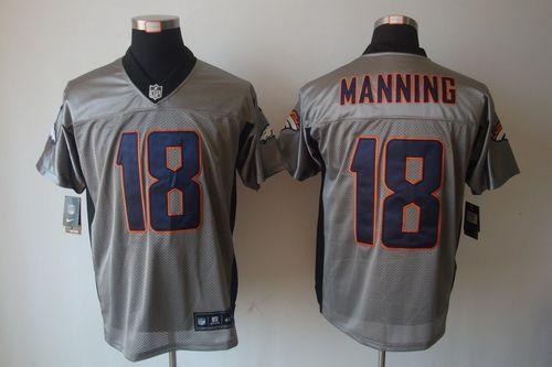 Nike Broncos #18 Peyton Manning Grey Shadow Men's Stitched NFL Elite Jersey