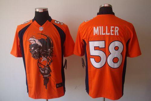 Nike Broncos #58 Von Miller Orange Team Color Men's Stitched NFL Helmet Tri-Blend Limited Jersey