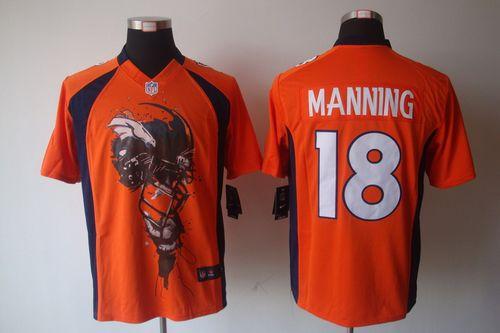 Nike Broncos #18 Peyton Manning Orange Team Color Men's Stitched NFL Helmet Tri-Blend Limited Jersey