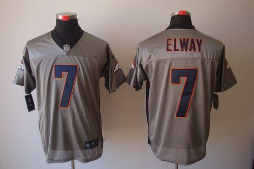 Nike Broncos #7 John Elway Grey Shadow Men's Stitched NFL Elite Jersey