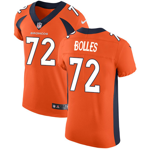 Nike Broncos #72 Garett Bolles Orange Team Color Men's Stitched NFL Vapor Untouchable Elite Jersey