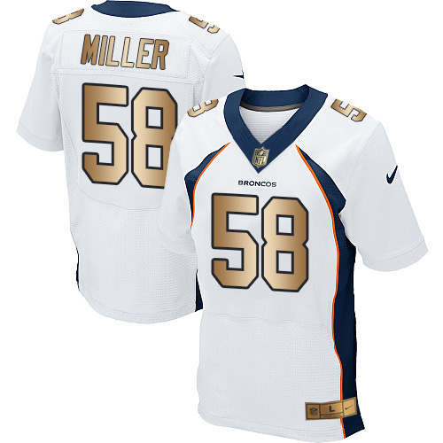 Nike Broncos #58 Von Miller White Men's Stitched NFL New Elite Gold Jersey