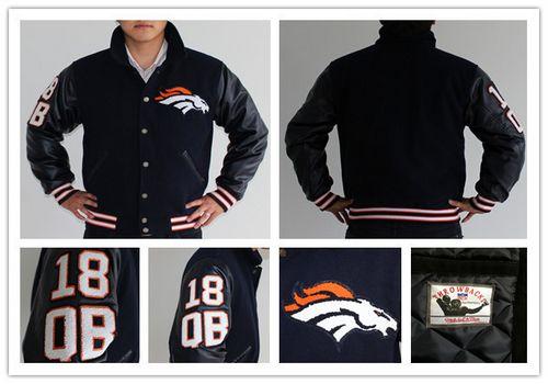 Mitchell And Ness NFL Denver Broncos #18 Peyton Manning Authentic Wool Jacket - Click Image to Close