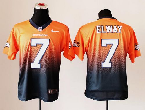 Nike Broncos #7 John Elway Orange/Navy Blue Men's Stitched NFL Elite Fadeaway Fashion Jersey