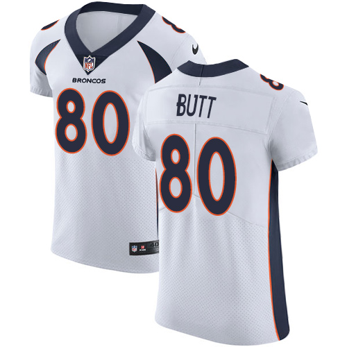 Nike Broncos #80 Jake Butt White Men's Stitched NFL Vapor Untouchable Elite Jersey - Click Image to Close