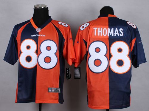 Nike Broncos #88 Demaryius Thomas Orange/Navy Blue Men's Stitched NFL Elite Split Jersey