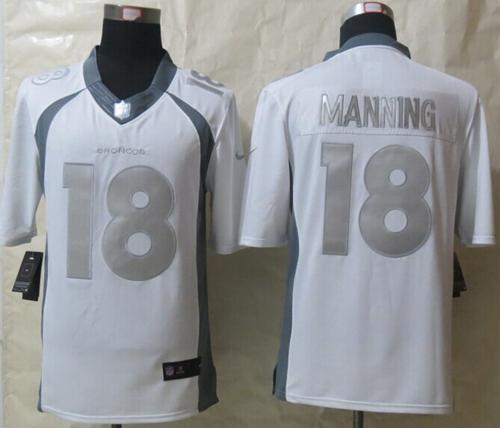 Nike Broncos #18 Peyton Manning White Men's Stitched NFL Limited Platinum Jersey