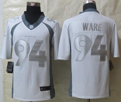 Nike Broncos #94 DeMarcus Ware White Men's Stitched NFL Limited Platinum Jersey - Click Image to Close