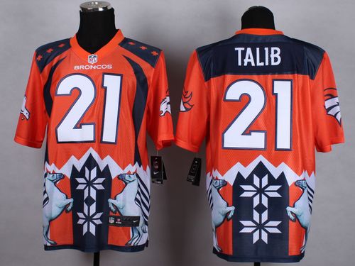 Nike Broncos #21 Aqib Talib Orange Men's Stitched NFL Elite Noble Fashion Jersey