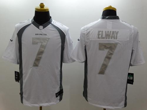 Nike Broncos #7 John Elway White Men's Stitched NFL Limited Platinum Jersey