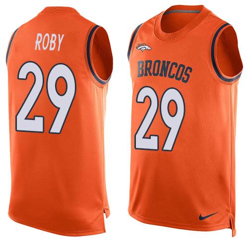 Nike Broncos #29 Bradley Roby Orange Team Color Men's Stitched NFL Limited Tank Top Jersey