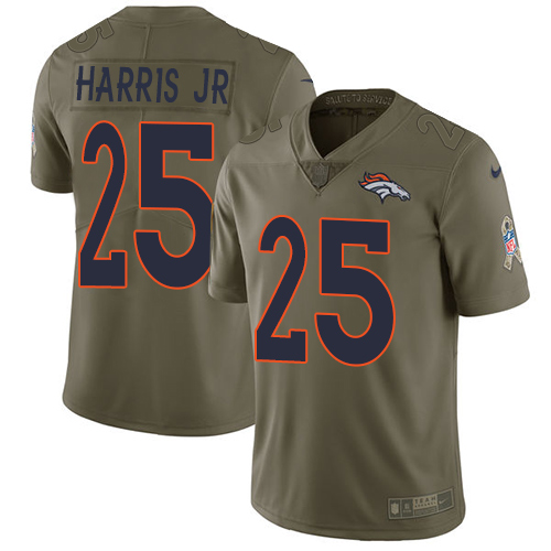 Nike Broncos #25 Chris Harris Jr Olive Men's Stitched NFL Limited 2017 Salute to Service Jersey - Click Image to Close