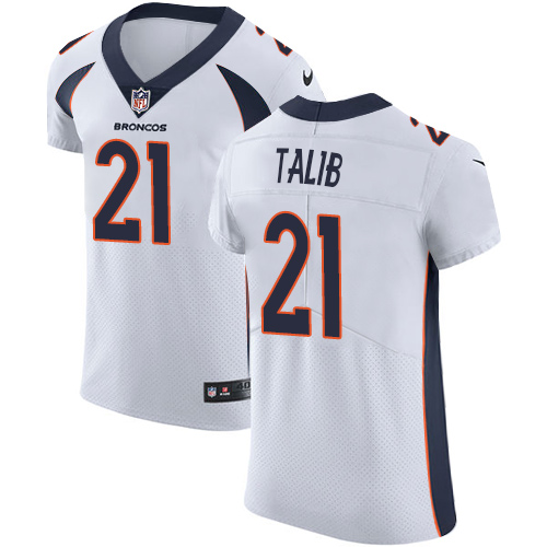 Nike Broncos #21 Aqib Talib White Men's Stitched NFL Vapor Untouchable Elite Jersey - Click Image to Close