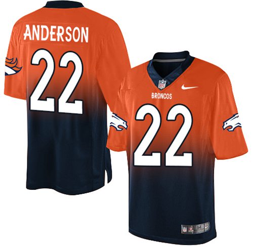 Nike Broncos #22 C.J. Anderson Orange/Navy Blue Men's Stitched NFL Elite Fadeaway Fashion Jersey