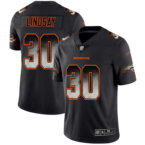 Broncos #30 Phillip Lindsay Black Men's Stitched Football Vapor Untouchable Limited Smoke Fashion Jersey