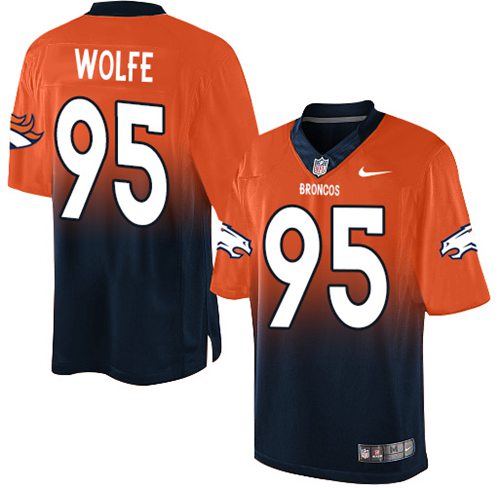 Nike Broncos #95 Derek Wolfe Orange/Navy Blue Men's Stitched NFL Elite Fadeaway Fashion Jersey