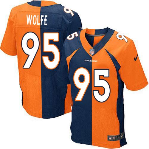 Nike Broncos #95 Derek Wolfe Orange/Navy Blue Men's Stitched NFL Elite Split Jersey