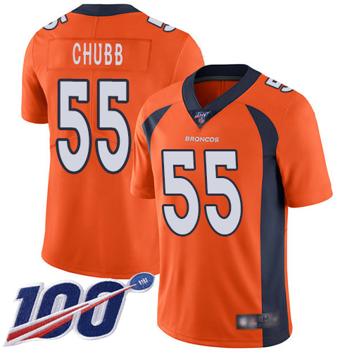 Broncos #55 Bradley Chubb Orange Men's Stitched Football 100th Season Vapor Limited Jersey