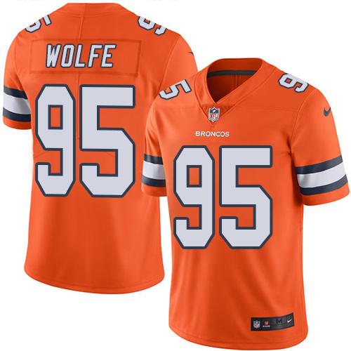 Nike Broncos #95 Derek Wolfe Orange Men's Stitched NFL Limited Rush Jersey - Click Image to Close