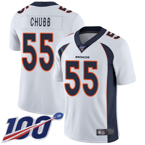 Broncos #55 Bradley Chubb White Men's Stitched Football 100th Season Vapor Limited Jersey - Click Image to Close