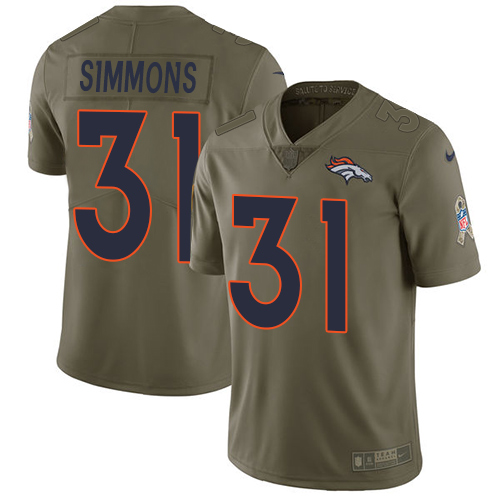 Nike Broncos #31 Justin Simmons Olive Men's Stitched NFL Limited 2017 Salute To Service Jersey - Click Image to Close