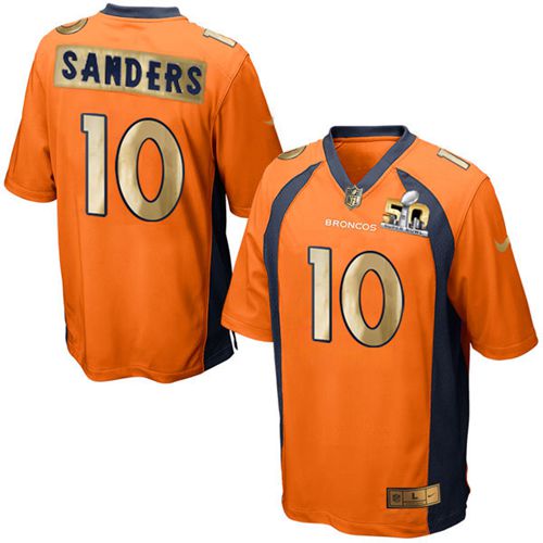 Nike Broncos #10 Emmanuel Sanders Orange Team Color Men's Stitched NFL Game Super Bowl 50 Collection Jersey