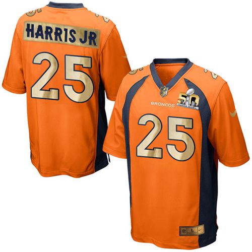 Nike Broncos #25 Chris Harris Jr Orange Team Color Men's Stitched NFL Game Super Bowl 50 Collection Jersey