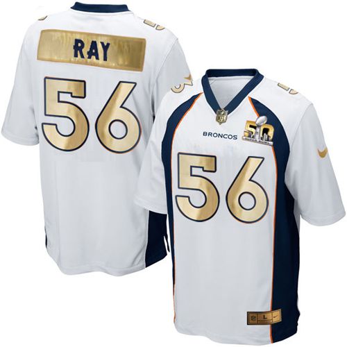 Nike Broncos #56 Shane Ray White Men's Stitched NFL Game Super Bowl 50 Collection Jersey - Click Image to Close