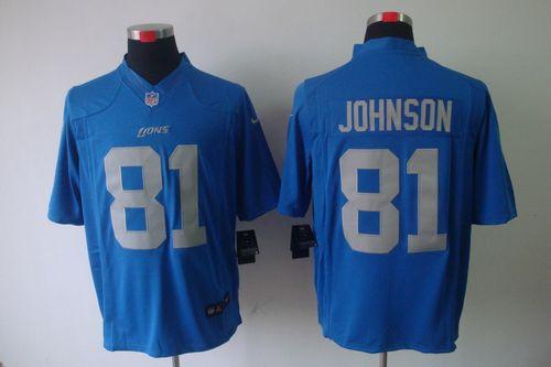 Nike Lions #81 Calvin Johnson Blue Alternate Throwback Men's Stitched NFL Limited Jersey