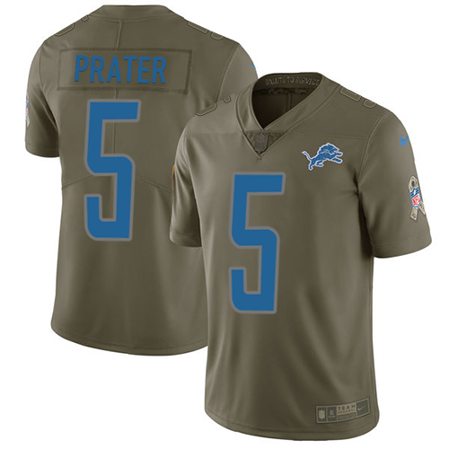 Nike Lions #5 Matt Prater Olive Men's Stitched NFL Limited 2017 Salute to Service Jersey