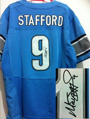 Nike Lions #9 Matthew Stafford Blue Team Color Men's Stitched NFL Elite Autographed Jersey