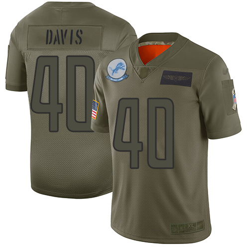 Lions #40 Jarrad Davis Camo Men's Stitched Football Limited 2019 Salute To Service Jersey