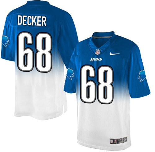 Nike Lions #68 Taylor Decker Blue/White Men's Stitched NFL Elite Fadeaway Fashion Jersey