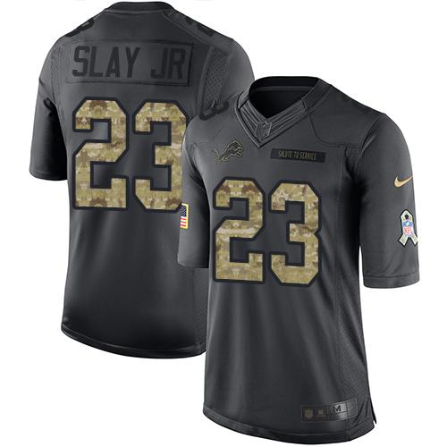 Nike Lions #23 Darius Slay Jr Black Men's Stitched NFL Limited 2016 Salute To Service Jersey