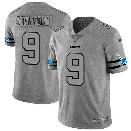 Lions #9 Matthew Stafford Gray Men's Stitched Football Limited Team Logo Gridiron Jersey