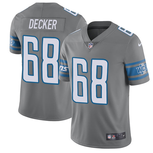 Nike Lions #68 Taylor Decker Gray Men's Stitched NFL Limited Rush Jersey