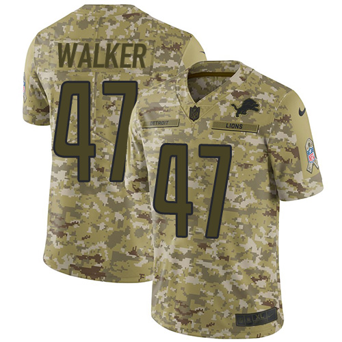 Nike Lions #47 Tracy Walker Camo Men's Stitched NFL Limited 2018 Salute To Service Jersey