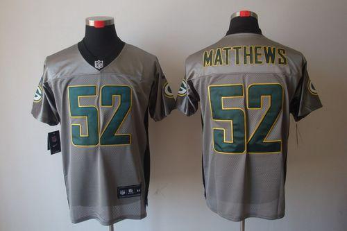 Nike Packers #52 Clay Matthews Grey Shadow Men's Stitched NFL Elite Jersey - Click Image to Close