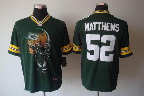 Nike Packers #52 Clay Matthews Green Team Color Men's Stitched NFL Helmet Tri-Blend Limited Jersey