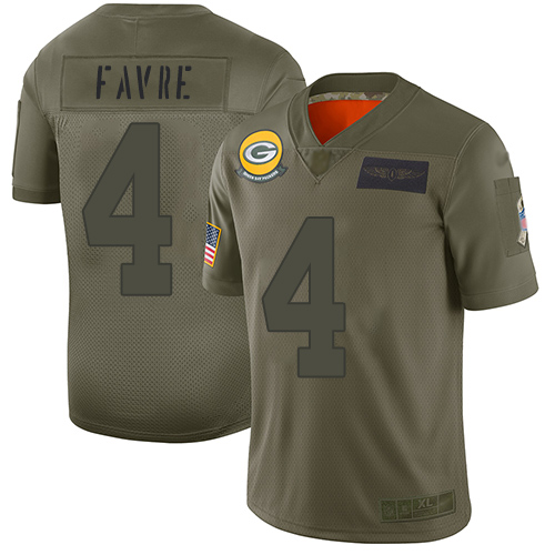 Packers #4 Brett Favre Camo Men's Stitched Football Limited 2019 Salute To Service Jersey - Click Image to Close