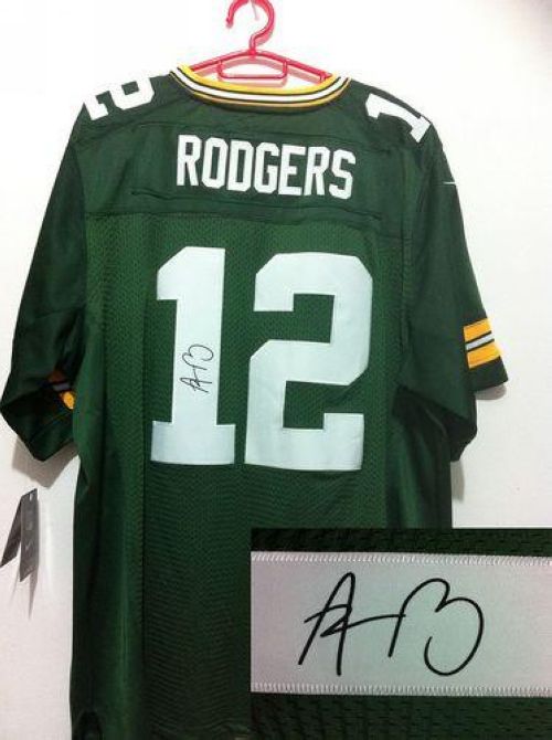 Nike Packers #12 Aaron Rodgers Green Team Color Men's Stitched NFL Elite Autographed Jersey