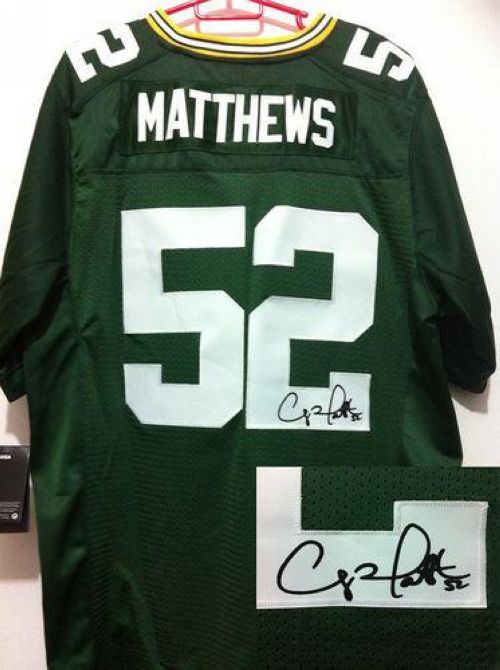 Nike Packers #52 Clay Matthews Green Team Color Men's Stitched NFL Elite Autographed Jersey