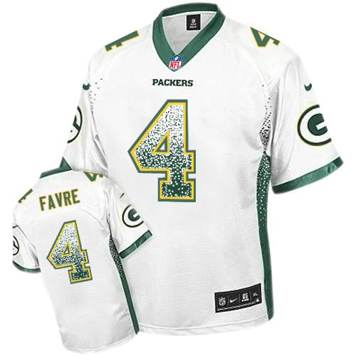 Nike Packers #4 Brett Favre White Men's Stitched NFL Elite Drift Fashion Jersey - Click Image to Close