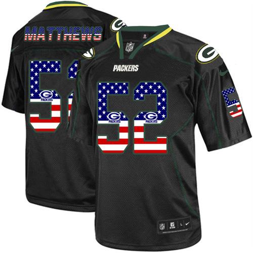 Nike Packers #52 Clay Matthews Black Men's Stitched NFL Elite USA Flag Fashion Jersey